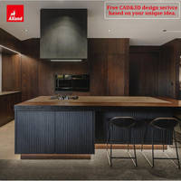 Allandgroup, les meubles en placage de bois naturel les plus populaires récemment, porte en dalle personnalisée, couleur noyer noir, mélamine, armoire de cuisine