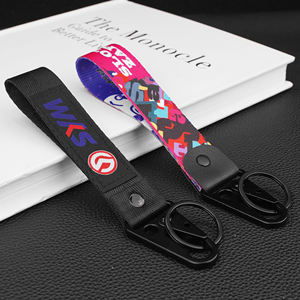 Porte-clés personnalisé en tissu recyclé avec logo brodé, sangle durable, lanière brodée avec patch logo - Product Image 1