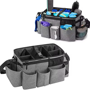Organisateur de rangement multifonctionnel pour le nettoyage, sac fourre-tout portable pour femme de ménage, avec séparateurs amovibles, en polyester durable - Product Image 1