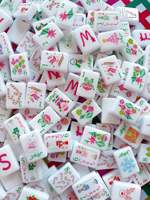 Tuiles de Mahjong Américaines en Acrylique à Motifs de Noël Festifs de Luxe Moderne, Jeu Familial pour 4 Joueurs, Cadeau de Fêtes Complet