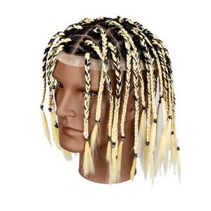 BLT Naturel Noir Cheveux Humains Mélange <span class=keywords><strong>Blond</strong></span> Synthétique 48 Mèches Tresses Carrées Rallongements Dreadlocks Toupet pour Hommes en Stock - Product Image 6
