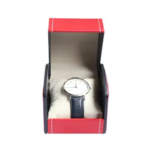 Luxo Custom Color Alta Qualidade Made Brown Pu Leather Watch Box OEM ODM Single Watch Winder Watch Packing Box Com Logotipo Único