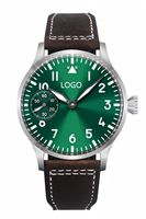 Montre mécanique pour homme haut de gamme avec logo personnalisé, acier inoxydable, verre saphir, aiguilles lumineuses, cadran résistant à l'eau 10 ATM, MOQ 10