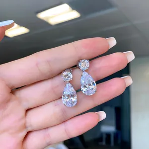 보석 고품질 보석 moissanite 럭셔리 신부 웨딩 귀걸이 반지 목걸이 쥬얼리 세트