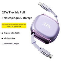 Câble de données rétractable double tête Type-C à charge ultra-rapide 240W, gaine TPE, conducteur en cuivre pour téléphones, voitures, tablettes, ordinateurs portables