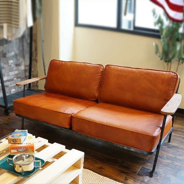 American Industrial Style Iron Art Sofa Studio Single Double Nordic Leather Art bar Chair Living Room Sofas