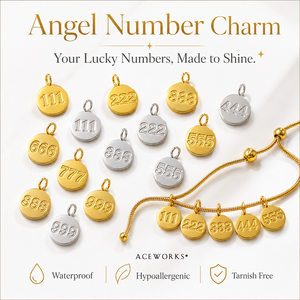 <b>Angel</b> Number <b>Charm</b> | Stainless Steel Gold Silver Lucky Number Pendant for Jewelry Making Waterproof Hypoallergenic Tarnish Free - Product Image 1