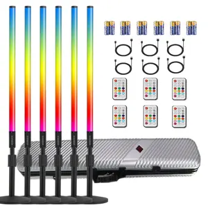6Pcs TL-130Plus Rechargeable Battery Rgb Led Neon Tube Lights With Stand Bracket For DJ Dance Stage Party Events Both Lighting