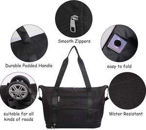 Travel Duffel <b>Bag</b> Expandable Foldable Tote <b>Bag</b> Removable <b>Wheels</b> Airplane Friendly Folding Storage <b>Bag</b> - Product Image 1