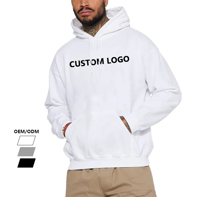 Sweatshirt hoodie pullover pria 100% katun kosong untuk logo kustom hoodie ukuran besar dengan kualitas tinggi