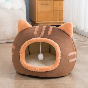Luxury Solid Pattern Winter Warm Closed Cat Nest Eco-Friendly Four Seasons Universal Safety Kitten Pet <b>Bed</b> with Custom Packing - Product Image 6