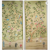 MYWIND Nouveau Design Papier Peint Personnalisé Disponible en Stock Unique Peinture à la Main en Soie Naturelle Chinoiserie Revêtements Muraux en Promotion
