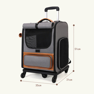 Valise à roulettes avec ventilation - Sac de transport pliable pour deux chats et un chien, grande capacité, chariot portable pour animaux de compagnie - Product Image 3