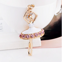 Porte-clés Ballerine en Cristal, Anneau de Clé Fille Danseuse de Ballet, Breloque de Sac en Métal avec Strass, Pendentif Perle, Vente en Gros, Porte-clés Danse Ballet