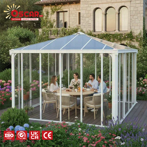 Veranda <span class=keywords><strong>in</strong></span> Lega Ecologica dal Design Moderno con Tetto <span class=keywords><strong>in</strong></span> <span class=keywords><strong>Vetro</strong></span> Temperato e Pareti Inclinata <span class=keywords><strong>in</strong></span> <span class=keywords><strong>Vetro</strong></span>, Garanzia 5 Anni, Giardino d'Inverno - Product Image 1