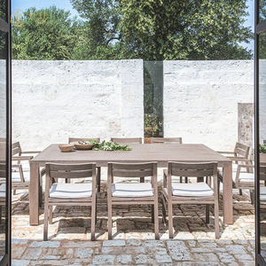 Set di Tavolo e Sedie in Legno di Teak per Esterni, Design Rustico Commerciale per Ristoranti, Progetti di Hotel e Cortili - Product Image 2