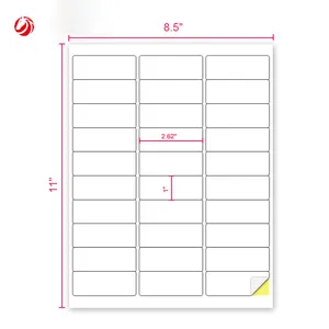 Folha A4 papel autoadesivo etiqueta etiqueta 30 etiquetas sku barcode sticker e etiqueta endereço