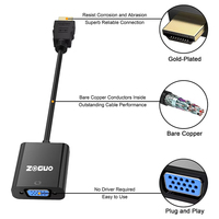 HDMI ke VGA adaptor pria ke wanita jaket PVC berlapis emas mendukung 1080P @ 60HZ kamera proyektor Laptop Monitor stok komputer