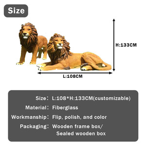 Grand jardin en fibre de verre Lion Tigre Sculpture grandeur nature en fibre de verre Statue d'animal sauvage Décorations - Product Image 3