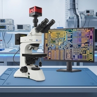 Microscope métallurgique trinoculaire EOC 6000x 4K pour la analyse optique polarisante des plaquettes de puces semi-conductrices avec caméra