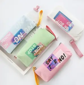 韩国简约小笔袋动物卡通帆布笔袋定制印花笔袋可爱Studeng文具拉链袋