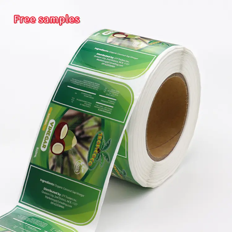 Etichetta di imballaggio adesiva impermeabile personalizzata etichetta adesiva per alimenti Logo del marchio codice QR adesivi per etichette alimentari per barattoli di vetro