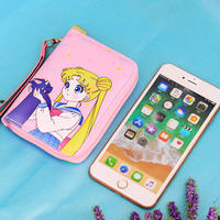 Lindo Sakura Captor Sailor Moon Anime Print Wallet Zip Coin Pocket PU Material Monedero para niñas
