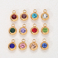 Pendentif simple trou en acier inoxydable avec strass, accessoires de bijoux DIY, électroplaqué, fabricant de bijoux pour le commerce extérieur