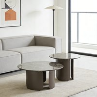 Table basse de luxe d'or de dessus de marbre de table basse de style moderne d'hôtel de salon avec la base d'acier inoxydable