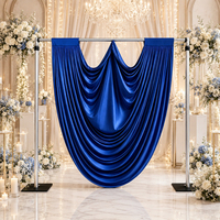 Rideau de fond de scène de mariage en satin bleu roi en forme de U, pré-fabriqué, pour décoration de stand métallique, décoration et fournitures de mariage