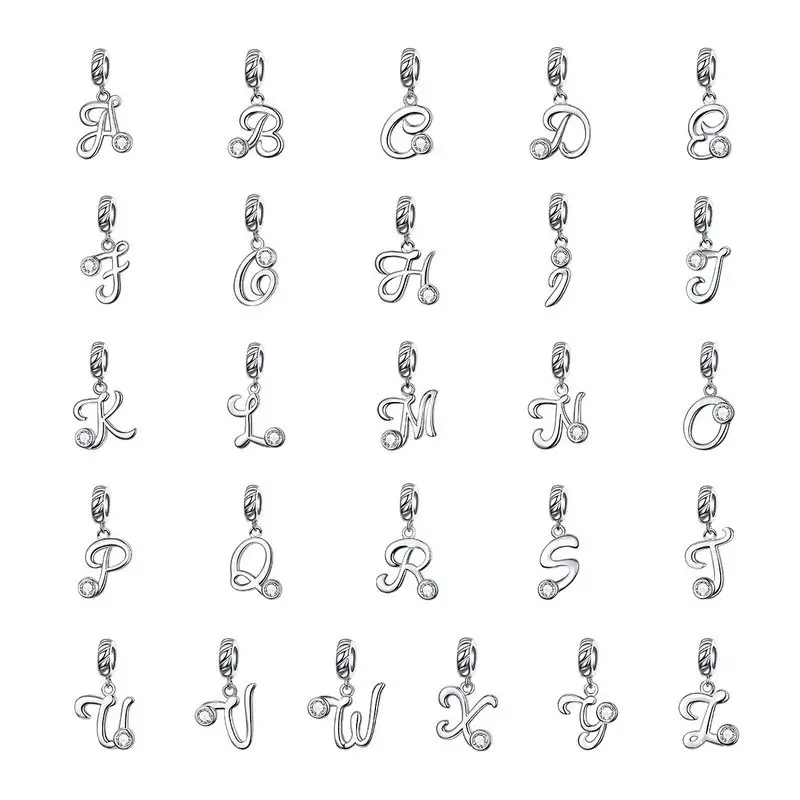Европейский Шарм-подвеска с буквами для браслета, браслета, ожерелья, ювелирные изделия