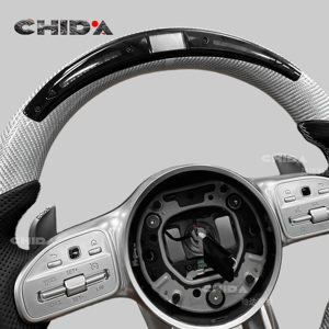 Volante LED de Fibra de Carbono Blanco Personalizado, Apto para Mercedes Benz W176 W213 W205 W253 C220 C257 <span class=keywords><strong>CL</strong></span> E C CLS CLA GLE - Product Image 2