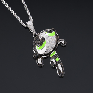 Collana con Ciondolo Cartoon Placcato Oro 2025, Stile Hip Hop, Ispirata alle <span class=keywords><strong>Powerpuff</strong></span> Girls, con Zirconi Incastonati, Gioielli Disponibili - Product Image 5