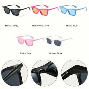 Gafas de Sol Retro de Moda con Logotipo Personalizado, Gafas de Sol Cuadradas con Colores Pastel Azul y Rosa para Hombre y Mujer - Product Image 5