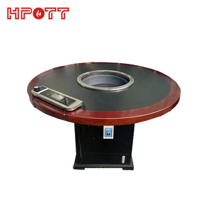 Cinese commerciale senza fumo piatto caldo tavolo in metallo ristorante Hot Pot mobili per mangiare e uso alberghiero - Product Image 1