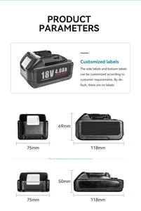 Paquete de Baterías de Litio de 18 V y 2 Ah, Batería Recargable de Iones de Litio, Tipo de Enchufe CC, Batería de Repuesto para Herramientas Eléctricas - Product Image 5
