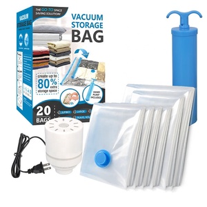 20 ensembles de sacs de rangement sous vide de voyage durables en PE PA transparents à double fermeture éclair personnalisés pour vêtements, matelas, compression - Product Image 1