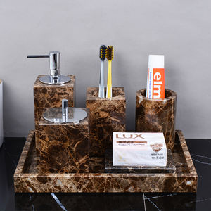 Free Combination Nature <b>Marble</b> Dark Emperador Brown Stone Empty Bathroom Toiletries Set Bathroom Amenities Kit - Product Image 3