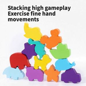 Colorful Wooden Dinosaur Stacking Blocks Matching Game <b>Puzzle</b> Educational Toy for 2-4 Year Old Boys and Girls - Product Image 2
