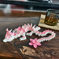 Outgoto Dragón de Flor de Cerezo Impreso en 3D de 11.8 pulgadas, Juguete Articulado Realista, Decoración de Escritorio y Coleccionable