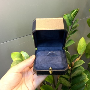 Luxury Octagonal Leather Jewelry <b>Box</b> With Lock For Ring Gift <b>Packaging</b> Dark Blue Velvet Interior Ring for Women Anniversary - Product Image 4