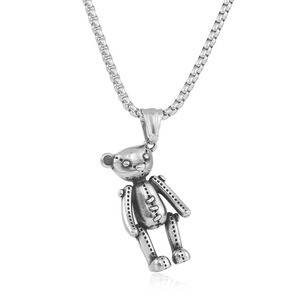 จี้ตุ๊กตาหมีสแตนเลสสร้อยคอสไตล์การ์ตูนของขวัญเครื่องประดับ 12071 - Product Image 1