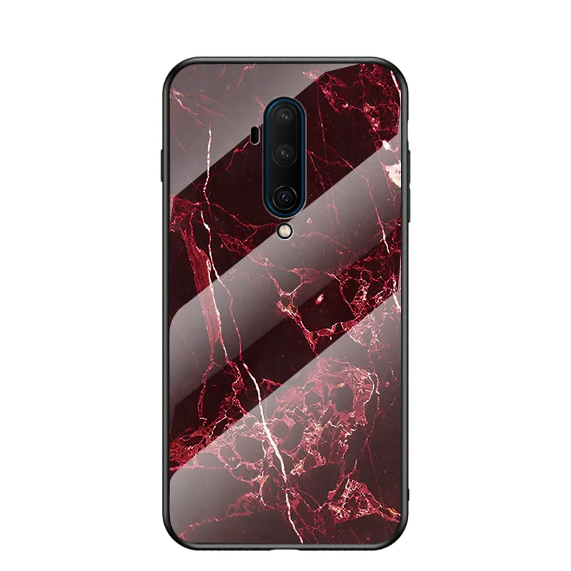 Luxury Marble Style Tempered Glass Phone Cases for OnePlus8T TPU Back Cover Case for OnePlus 7 7T 1+7 Pro