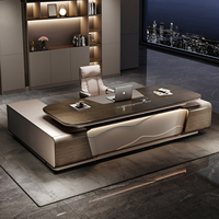Scrivania Direzionale Modulare di Lusso Italiana, Design Moderno a L con Archiviazione in Legno, Tavolo da Ufficio di Alta Gamma per CEO e Manager