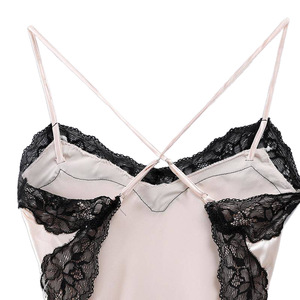 Sexy Lace Ice Silk Camisole Nightgown For Women Plus Size Home Hotel Wear White Beige Black Burgundy <b>Light</b> Purple <b>Light</b> Pink - Product Image 5