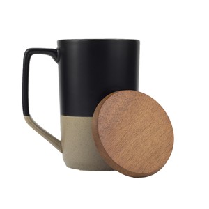 Popolare tazza in ceramica 2 toni Concord 15oz con coperchio in legno - Product Image 4