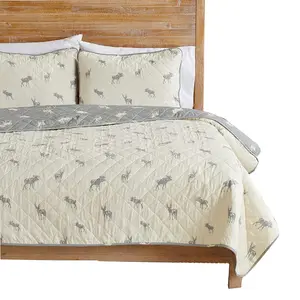 All-Season Hotel Bedding Comfortable Soft Reversible Rustic Cabin Bedspread Twin Microfiber duvet quilt