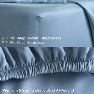 100% <b>Bamboo</b> Fiber Woven Modern <b>Sheets</b> Set 4PCs Cooling Breathable OEKO-TEX Certified Eco-Friendly Queen Size Bed <b>Sheets</b> Deep - Product Image 4