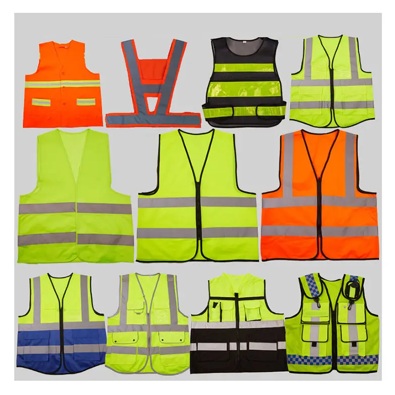 Manufacturer custom 100% polyester multi pocket zip security high reflective safety clothing hi vis safety vest