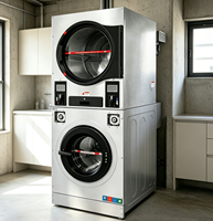 Lavadora-Secadora Apilable Eléctrica de 220V, 20kg de Capacidad, Operada con Monedas, de Acero Inoxidable, Equipo de Lavandería Comercial